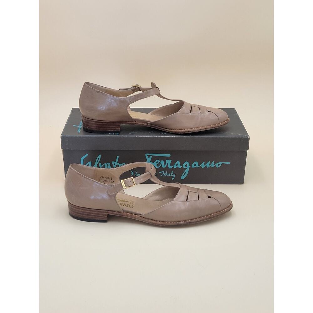 Salvatore Ferragamo Gadda Strappy heels Tan women's Sz 7 AAA VTG - Picture 5 of 10